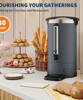 Large Capacity Stainless Steel Coffee Urn 12L Electric Coffee Maker With Double Wall Insulation on catering table with pastries