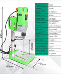 Workhorse Benchtop Drill Press With 710W 110V Power, 0-2800 RPM, 60mm Stroke, 1.5-13mm Quick Change Chuck, green aluminum base