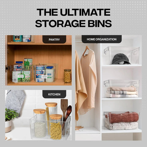 Massive Clear Plastic Storage Bins Pantry Fridge Cube Organizers Keep Your Gear Straight Up Legit Tidy in kitchen, pantry, home organization.