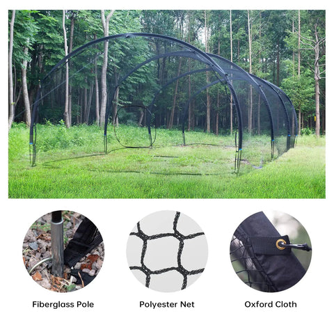 30 Ft Baseball And Softball Batting Cage With Steel Frame, Large Backyard Net Enclosure With Pitching Backstop in forested area
