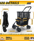 Folding Shopping Cart And Heavy Duty Pet Carrier 110 Lbs 2 In 1 personal cart size details with removable basket and lower dog stroller