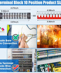 12 Pack 10 Position Screw Terminal Blocks With Covers and Ground Pluggable PCB and Busbar 600V 15A installed in panel