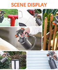 Heavy Duty Siphon Feed Air Spray Paint Gun With 1.8Mm Needle And 1000Cc Aluminum Pot used on various surfaces in garage and outdoor settings.