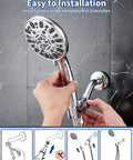 Installing High Pressure Handheld Shower Head With Seven Spray Modes For Custom Comfort, 59 Inch Hose, Chrome Finish