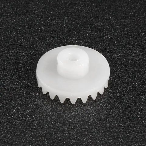Close-up of a white plastic 20-tooth gear from the 50 Pack Plastic Gears 20 Teeth C202A Reduction Worm Gear Set for RC Cars and Robots.
