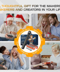 A 90 Degree Offset Right Angle Screwdriver With Ratcheting Mechanism displayed as a gift surrounded by smiling people.