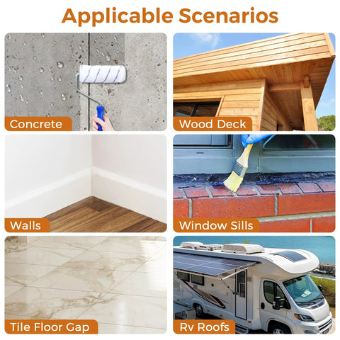 Top Shelf Clear Waterproof Sealant That Flows Straight Into Seams And Joints While Shielding Roofs Concrete Driveways And Wood Decks With Bulletproof Rainproof Coverage As It Dries Totally Spotless And Natural for application on wood deck, concrete, tile floor gap, wall, window sill, and RV roof.