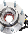 Front Wheel Bearing And Hub Assembly Replacement For Ford Cars And SUVs Complete Repair Kit With Hub And Bearing Precision Engineered For A Precise Fit On Select Ford Models Easy Install No Fuss Durable And Reliable. Top view of the wheel hub assembly showing the detailed construction and connectors.