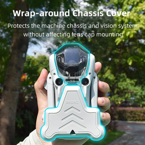 Person holding DJI Mini 4 Pro Propeller Guard Strap Holder for secure protection in a garden, compact portable drone accessory.