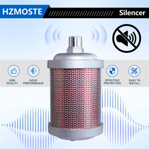 Exhaust Silencer For Air Compressors Dryers And Vacuum Pumps With One Half Inch NPT Male Connection Built For Heavy Duty Industrial Noise Reduction And Quiet Operation