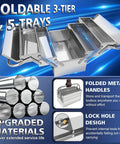 Metal Cantilever Tool Box With Fold Out Trays 3 Tier 5 Tray Stainless Steel Chest Stackable Portable Organizer, open view