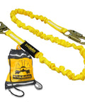 RATTLER Internal Shock Absorber Single Leg 6ft Safety Lanyard With Snap Hooks For Fall Arrest OSHA ANSI Certified shown with bag.