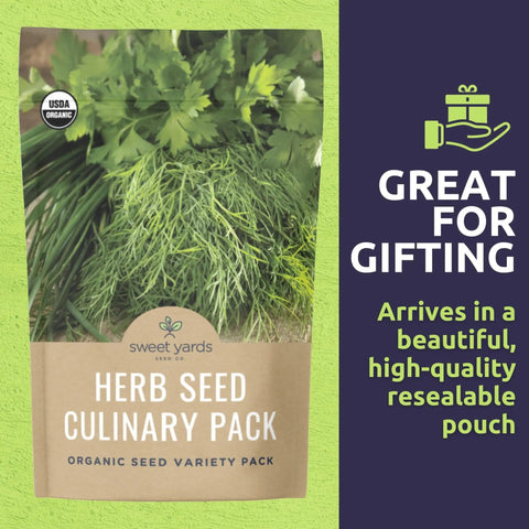 Herb Seed Variety Pack With 10 Culinary Seeds For Indoor And Outdoor Gardens Non GMO And Certified Organic Basil Cilantro Dill Thyme Parsley And More Cookin Flavor Ready For Your Kitchen
