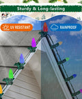 Heavy-Duty C7 C9 Christmas Light Spring Clips 100 Pack Universal Gutter Roof Clips 180-Degree Adjustable installed on roof