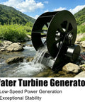 Low Speed Hydroelectric Water Wheel Generator for Outdoor Power and Off Grid Living in river, side view.
