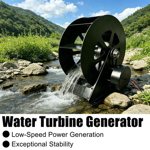 Micro Hydroelectric Generator For Outdoor Use 50W Disc Type Water Turbine with Belt Driven Output by a river