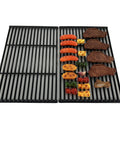 Rock Solid Porcelain Coated Cast Iron Cooking Grid Grill Grate Replacement For Charbroil Brinkmann 19X25 Inch with grilled meats.