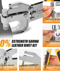 Leather Rivets Press Tool Kit With 160 Rivets And Installation Pliers featuring leverage design and non-slip handle details
