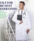 Unisex Lab Coat Pro Grade For Students And Professionals, 100% Cotton Sanforized, worn by a professional, size large.