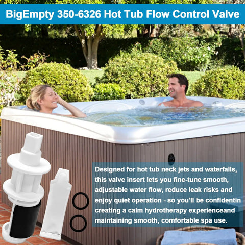 Couple enjoying hot tub with 1 Inch On And Off Neck And Waterfall Valve Insert Diverter Gate With O Rings All In One Replacement Kit for Marquis Spas.