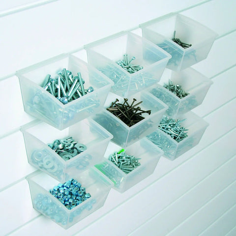 Grab And Go Garage Storage 10 Pack Small ProBins For PVC Slatwall Snap In Design Holds Up To 33 Lbs Each Durable PPE Plastic Organizers