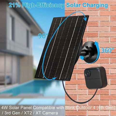 4W High Efficiency Solar Panel For Blink Outdoor Cameras, Ultra Durable Solar Charger, adjustable mount by a pool