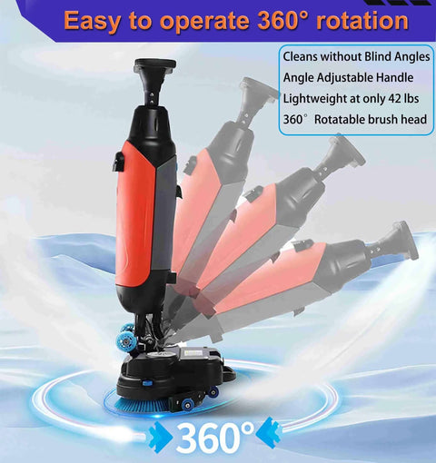Beast Mode Industrial 18 Inch Floor Cleaning Machine with 360° rotation and adjustable handle. Cleans carpet and hard floors fast.