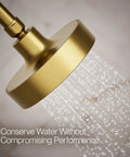 Purist Single Function Shower Head 1.75 GPM Vibrant Brushed Moderne Brass Finish water spray detail view