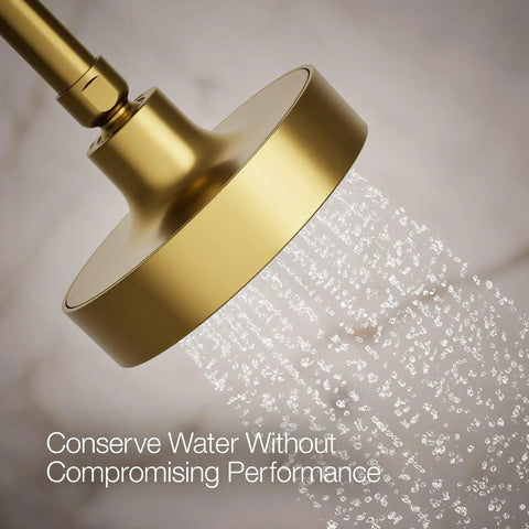 Purist Single Function Shower Head 1.75 GPM Vibrant Brushed Moderne Brass Finish water spray detail view