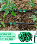 Drip Irrigation Coupling Kit With 50 Universal Five Eighth Inch Connectors And Tubing Trimming Shears in garden setup