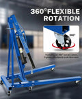 Professional Two Ton Folding Hydraulic Engine Hoist With Six Swivel Wheels And Adjustable Boom Cherry Picker heavy duty with 360° rotation feature.