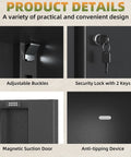 71 Inch Tall Metal Garage Storage Cabinet On Wheels With Locking Door Beefy Heavy Duty Steel Construction Powder Coated Broom Cabinet Organizer For Home Garage And Shop, lock and anti-tip details