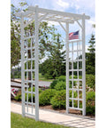 Vinyl Garden Arbor Archway For Outdoors, White 57 By 85 Inches With Trellis Sides For Climbing Plants, Easy Setup, Durable PVC Construction