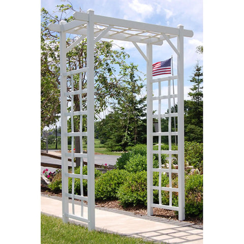 Vinyl Garden Arbor Archway For Outdoors, White 57 By 85 Inches With Trellis Sides For Climbing Plants, Easy Setup, Durable PVC Construction