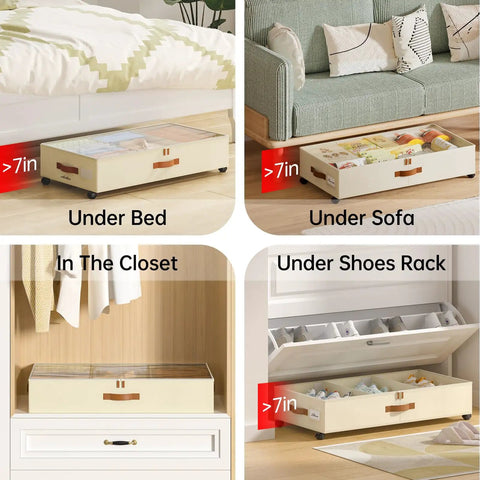 Smooth Roll Underbed Storage Cubes With Secured Transparent Lid And Custom Fit Dividers Two Pack Sturdy Plastic Bins For Winter Jackets Sneakers And Travel Gear A Real Deal Bedroom Refresh