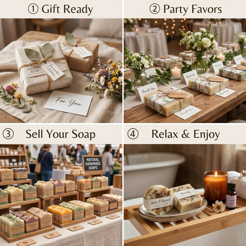 DIY Soap Making Kit With 3 Silicone Molds 50 Clear Bags 50 Tags 20 Gift Boxes for Beginners Party Favors and Handmade Soap Gifts