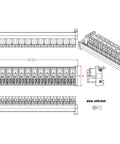 Technical drawing of Din Rail Mount 12 Channel Rocker Switch DC Power Distribution Strip Module A Workhorse Power Board.