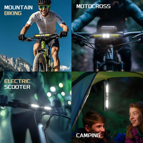 Ultra Bright LED Bike Lights For Night Riding With Rechargeable Headlight And Hook 8 Modes Aluminum Alloy Waterproof Bike Headlamp For Mountain MTB Off Road Commuting