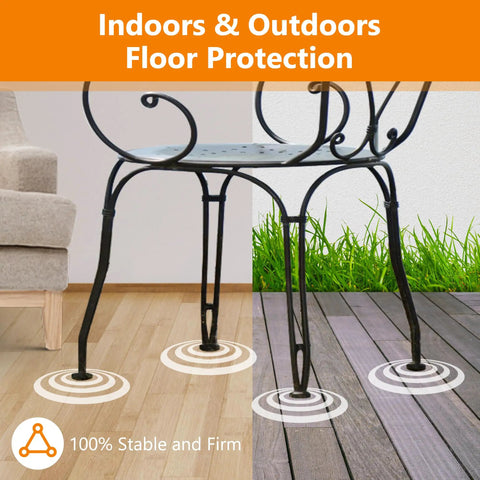 Rugged Wrought Iron Patio Furniture Foot Caps Scratch Resistant Scuff Guards For Metal Chairs on wooden and patio surfaces.