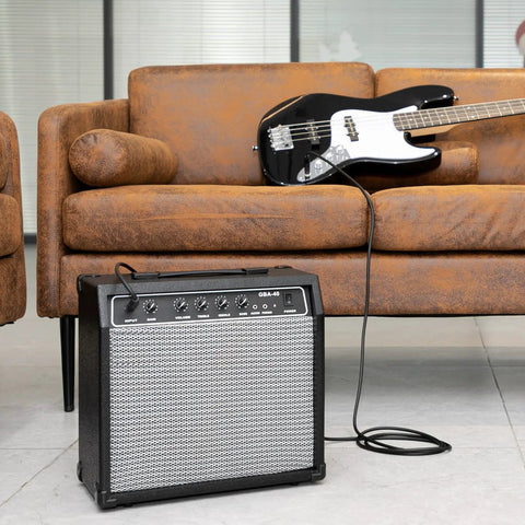 40W Portable Bass Amp With 8 Inch Speaker Retractable Handle Perfect For Practice Or Live Gigs Room Shaking Bass Tone Crisp Clarity