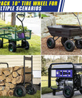 Four Pack 10 Inch Flat Free Airless Tires With Five Eighth Inch Center Bearings on garden cart, dolly, and generator