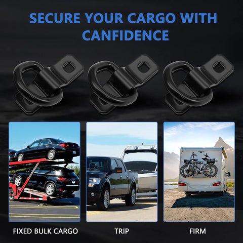 Heavy Duty 3 Eighth Inch Tie Down D Ring Anchors With Mounting Bracket Pack Of Six, securing vehicles and trailers