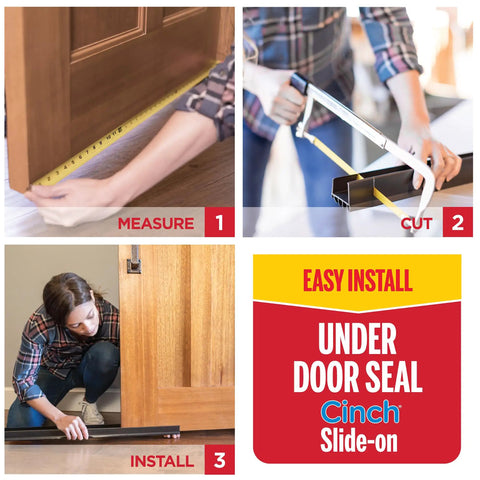Steps to install Vinyl Cinch U Shape Door Bottom Seal Slide On Weather Stripping Draft Stopper Easy Install Fits 36 Inch Doors