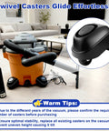 Replace Those Stubborn Rollers With This Boss Four Piece Caster And Foot Assembly Providing Butter Smooth Gliding Action and Rock Solid Wobble Free Stability For Your Heavy Duty Wet Dry Shop Vacuum Daily Cleanup Tasks. Caster close-up with vacuum.