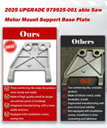 Comparison of 2025 Upgrade Heavy Duty Table Saw Motor Mount Base with competitor's base, highlighting features and durability.