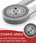 Precision Miter Angle Finder With Dual Rulers For Crown Molding And Baseboard Carpentry showing clear precision measurement scales.