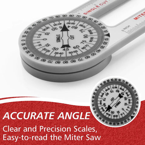 Precision Miter Angle Finder With Dual Rulers For Crown Molding And Baseboard Carpentry showing clear precision measurement scales.