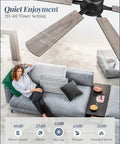 Living room setup with 52 Inch Ceiling Fan With Lights, App And Remote, Flush Mount Low Profile Black Ceiling Fan, 6 Blades