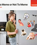 Woman contemplating memes on a fridge with Adhesive Backed Magnetic Sheets 8x10 Inches Black 3 Pack For Fridges Whiteboards And Metal Surfaces