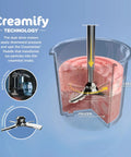 Ultimate Seven In One Frozen Treat Machine That Goes Hard On Cravings Includes One Touch Programs shows Creamify technology with mixing paddle in jar.